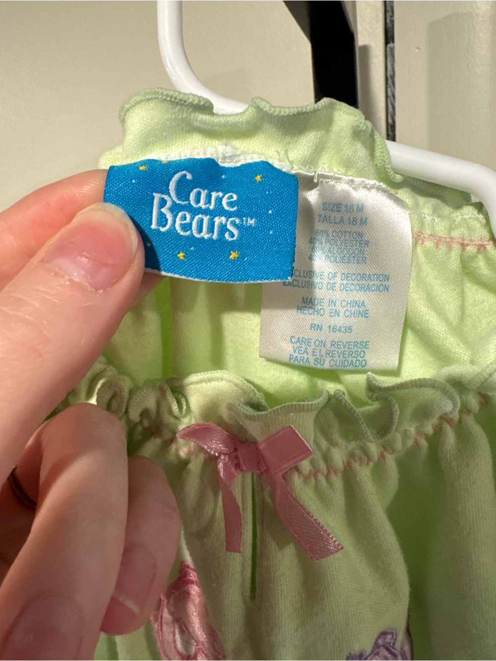 Girls Pastel Green Embroidered Care Bears Top 18mo Infant 2007 - Picture 4 of 6